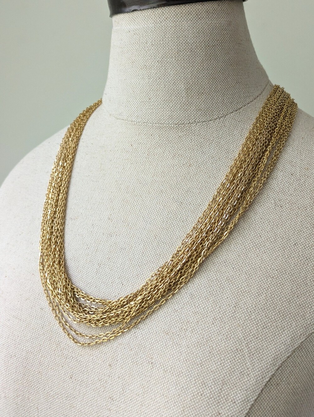 Vtg Gold Multi-Strand Chain Necklace - Picture 2 of 4